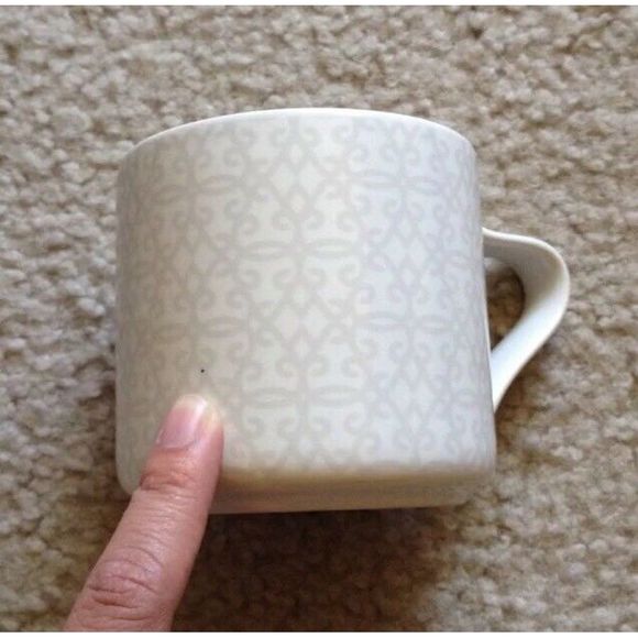 Starbucks White Gray Damask Scroll Geometric Pattern 12 oz. Mug Coffee Cup 2014 - Picture 6 of 7